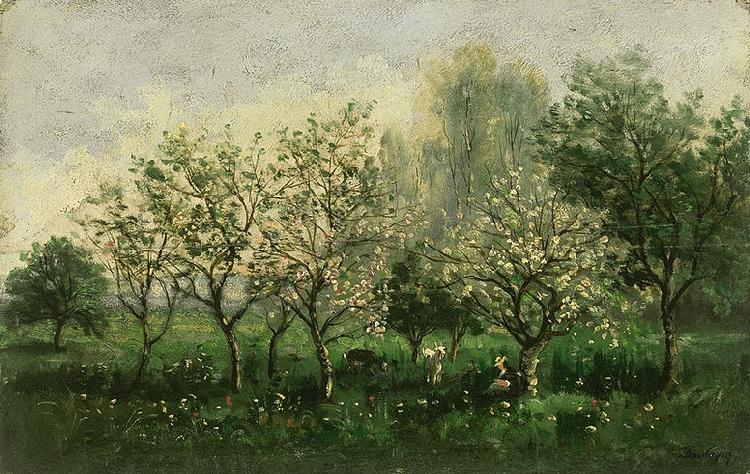 Charles Francois Daubigny Apple Trees in Blossom Sweden oil painting art